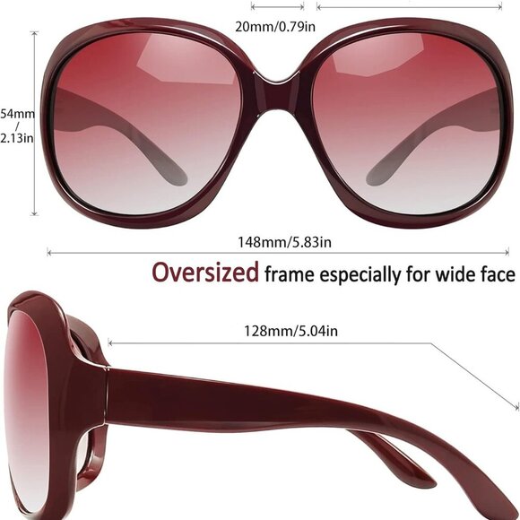 Oversized Womens Sunglasses Polarized UV400 Butterfly Large Shades for Driving - Picture 4 of 6